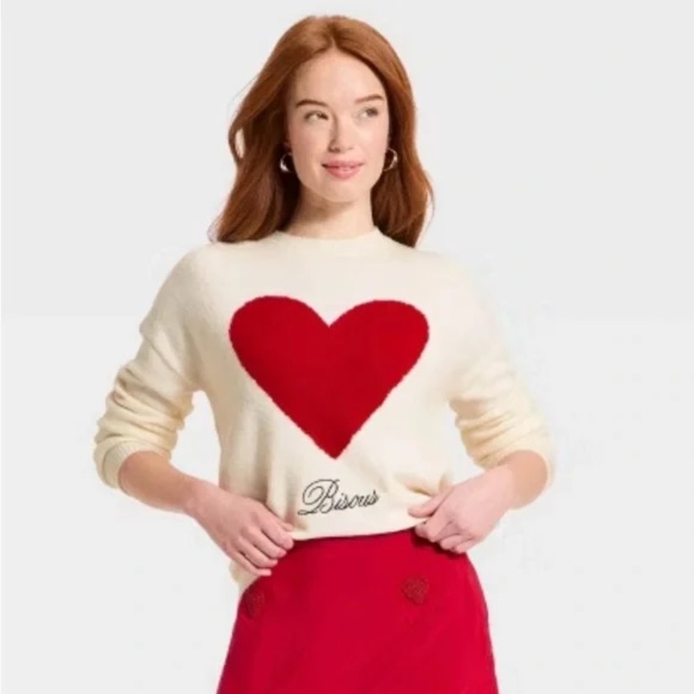 Long-Sleeve Pullover Heart Sweater from A New Day - NWT szL